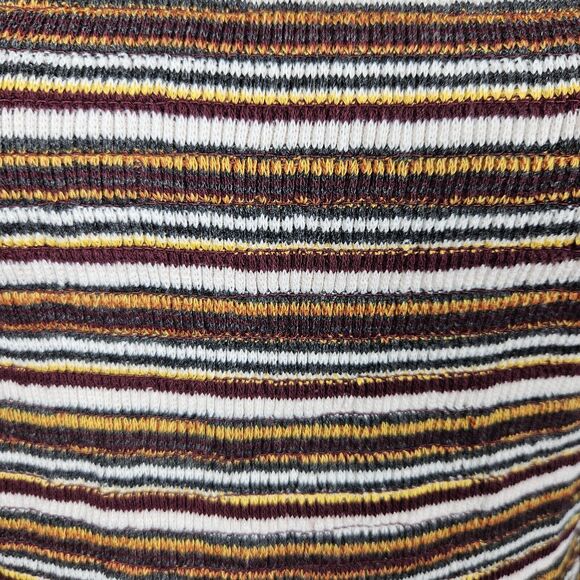 Anthropologie Square Neck Smocked Puff Sleeve Striped Top XS Ruffle 70s 80s Crop - Picture 6 of 14